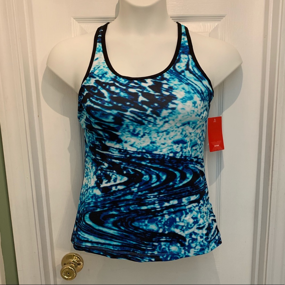 Xersion Blue Razzle Dazzle Workout Top - Medium